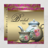 ピンクブライダルティーパーティー 招待状 (正面/裏面)