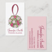 ピンクブライダルフラワーブーケフローリストウェディングプランナー 名刺 (正面/裏面)