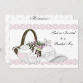 ピンクブライダル茶 招待状 (正面/裏面)