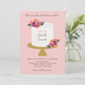ピンクブライトフローラケーキブライダルシャワー招待 招待状 (スタンド正面)