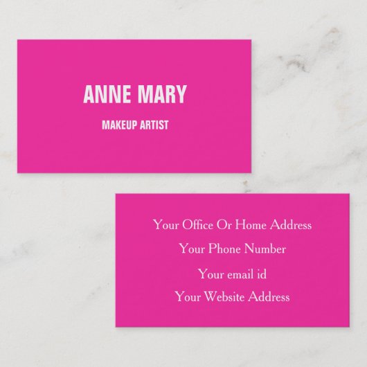 ピンクブライトメイクアップアーティスト美しいヘアサロン 名刺 (正面/裏面)