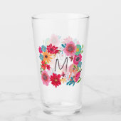 ピンクブライトワイルドフラワーブライダルシャワー タンブラーグラス (正面)