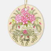 ピンクブライドのカスタムウェディングオーナメント セラミックオーナメント (左)