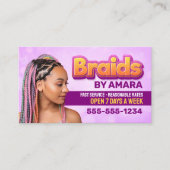 ピンクブライドサロンアフリカンヘアブレイディングヘアスタイル 名刺 (正面)