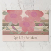 ピンクブラウンおよびグリーンフローラ紙ランチョンマット ペーパーパッド (正面)