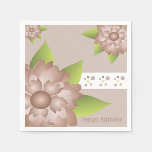 ピンクブラウンとライムグリーン スタンダードカクテルナプキン (正面)