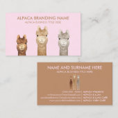ピンクブラウンのアルパカの動物 名刺 (正面/裏面)
