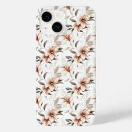 ピンクブラウンの水彩野の花 Case-Mate iPhone 14ケース