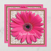 ピンクブラウンガーベラデイジーブライダルシャワー招待 招待状 (正面/裏面)