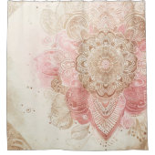 ピンクブラウンクリームマンダラボヘミアンボホファッション シャワーカーテン (正面)