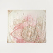 ピンクブラウンクリームマンダラボヘミアンボホファッション タペストリー (正面(横))