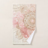 ピンクブラウンクリームマンダラボヘミアンボホファッション バスタオルセット (ハンドタオル)