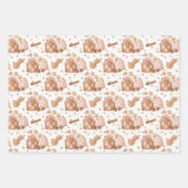 ピンクブラウンジンジャーブレッドマンズハウススターズシナモン ラッピングペーパーシート (正面3)