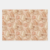 ピンクブラウンジンジャーブレッドマンズハウススターズシナモン ラッピングペーパーシート (正面2)