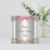 ピンクブラウンスウィート16誕生日パーティー 招待状 (スタンド正面)