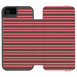 ピンクブラウンストライプのシームレスパターン iPhone SE/5/5sウォレットケース