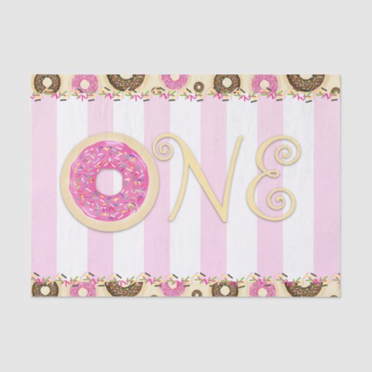 ピンクブラウンスプリングルドーナツONE 1歳の誕生日パーティー 薄葉紙 (正面)