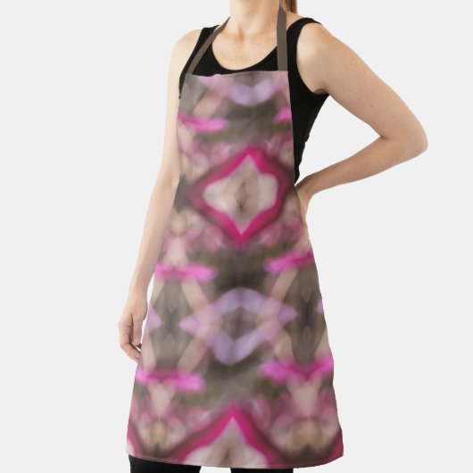 ピンクブラウンタウペとクリーム絞り染め抽象芸術 エプロン (インサイチュ)