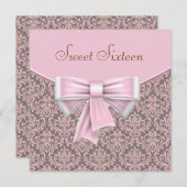 ピンクブラウンダマスクスウィート16パーティー 招待状 (正面/裏面)