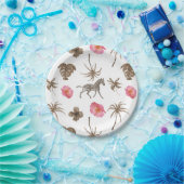 ピンクブラウントロピカルゼブラフローラヤシ ペーパープレート (パーティー)