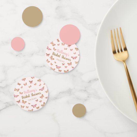 ピンクブラウンバタフライをテーマにしたブライダルシャワー コンフェッティ (グループ)