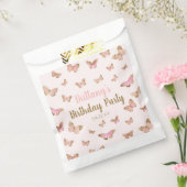 ピンクブラウンバタフライをテーマにした誕生日パーティー フェイバーバッグ (封をした状態)