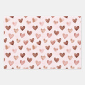 ピンクブラウンバラフローラハートブライダルシャワー ラッピングペーパーシート (正面2)