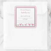 ピンクブラウンバーズベビーシャワーペネロープブックプレート スクエアシール (バッグ)