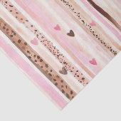 ピンクブラウンヒョウ印刷ハートストライプ誕生日 薄葉紙 (詳細)