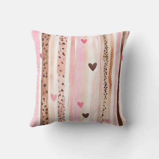 ピンクブラウンヒョウ印刷ハート誕生日 クッション (裏面)