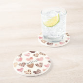 ピンクブラウンヒョウ印刷ハート誕生日 コースター (側面)