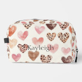 ピンクブラウンヒョウ印刷ハート ドップキット (正面)
