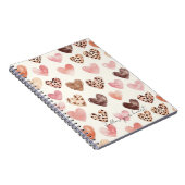 ピンクブラウンヒョウ印刷ハート ノートブック (右側)