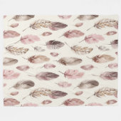 ピンクブラウンフェザー誕生日 フリースブランケット (正面(横))