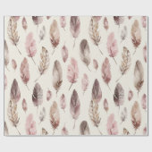 ピンクブラウンフェザー誕生日 ラッピングペーパー (フラット)