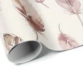 ピンクブラウンフェザー誕生日 ラッピングペーパー (ロールコーナー)