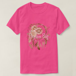 ピンクブラウンフローラドリームキャッチャー Tシャツ