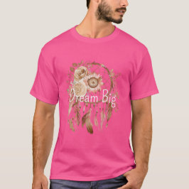 ピンクブラウンフローラドリームキャッチャー Tシャツ