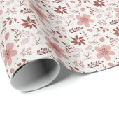 ピンクブラウンフローラ植物性クリモダンスマス ラッピングペーパー (ロールコーナー)