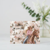 ピンクブラウンブロンド女性のカーボーイ南西フローラハウディ ポストカード (スタンド正面)