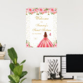 ピンクブラウンヘアガールSweet sixteenへようこそ ポスター (ホームオフィス)