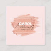 ピンクブラウンメイクアップアーティストラッシュブロウズフォトサロン スクエア名刺 (裏面)