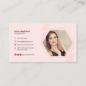 ピンクブラウンメイクアップアーティストラッシュブロウズフォトサロン 名刺 (正面)