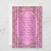 ピンクブラウンレースガールベビーシャワー 招待状 (裏面)