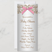ピンクブラウンレースガールベビーシャワー 招待状 (裏面)