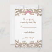 ピンクブラウンレースガールベビーシャワーRSVP 出欠カード (裏面)