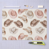 ピンクブラウン女性のカーボーイ南西ハッツ誕生日 薄葉紙 (クラフト)