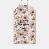 ピンクブラウン女性のカーボーイ南西フローラ誕生日 ギフトタグ (正面)