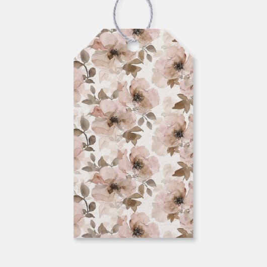 ピンクブラウン女性のカーボーイ南西フローラ誕生日 ギフトタグ (裏面)