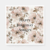 ピンクブラウン女性のカーボーイ南西フローラ誕生日 スタンダードランチョンナプキン (正面)